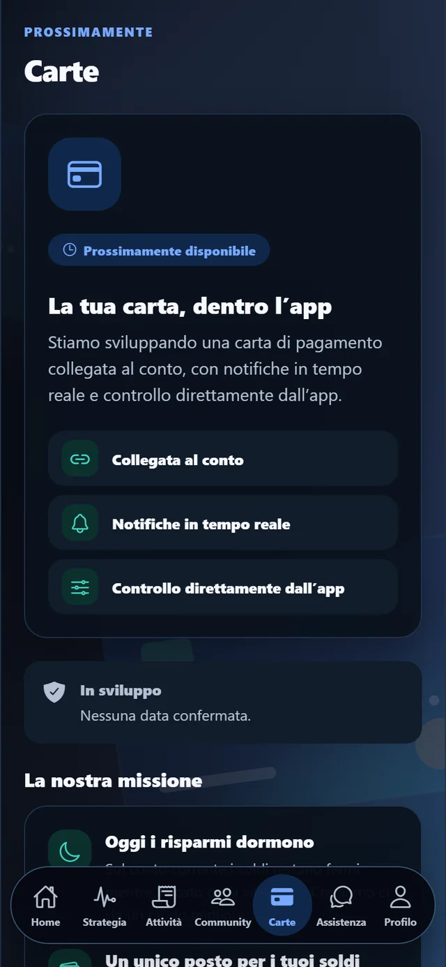 Schermata Carte dell'app